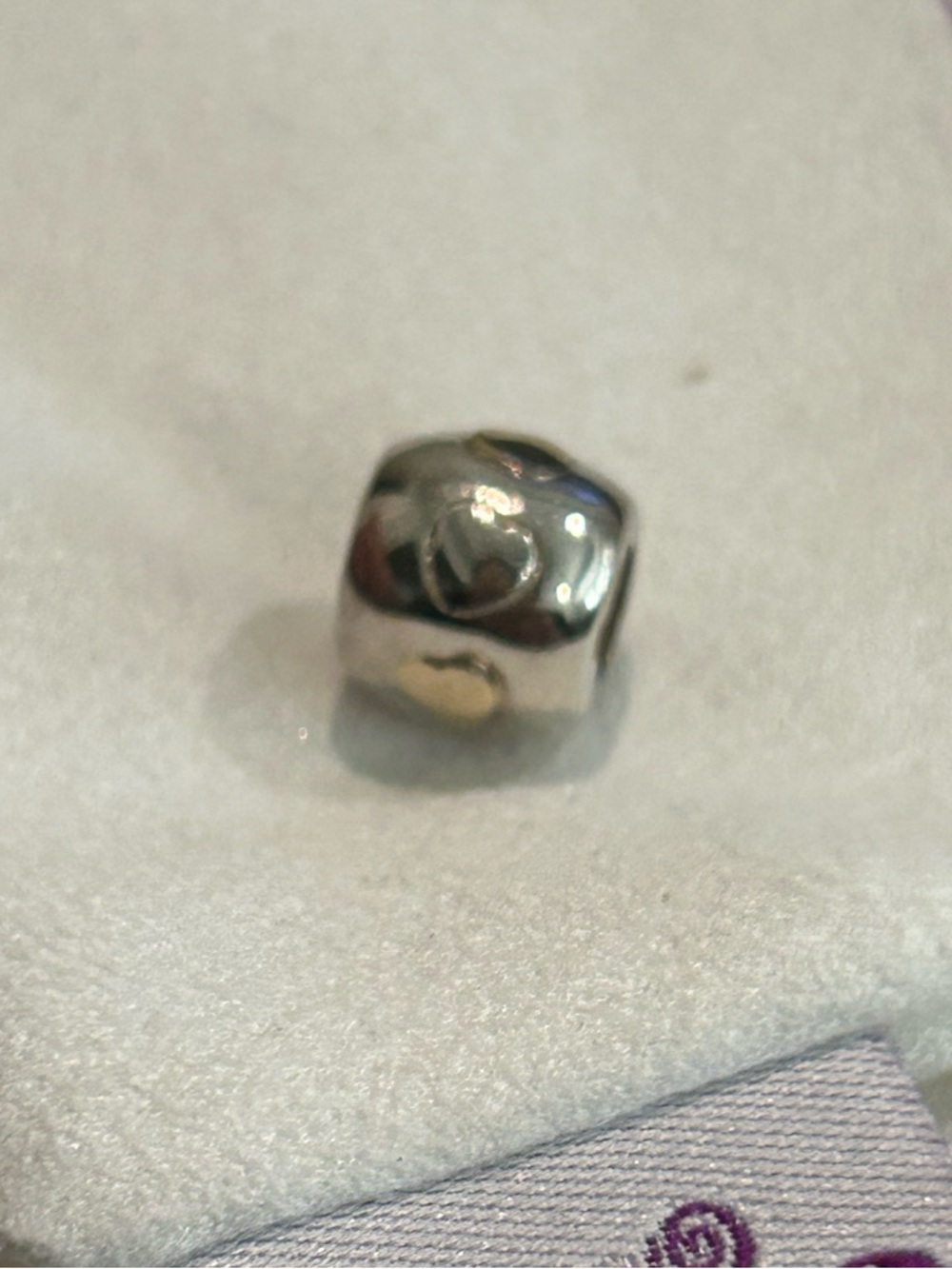 Halia Sterling Silver and Gold Heart Accent Charm Bead